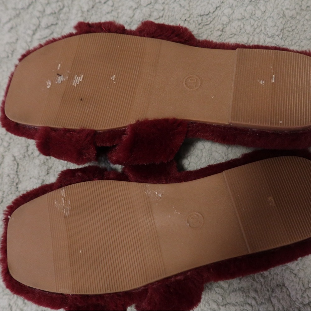 a new day Maroon Faux Fur Slippers - Picture 2 of 3